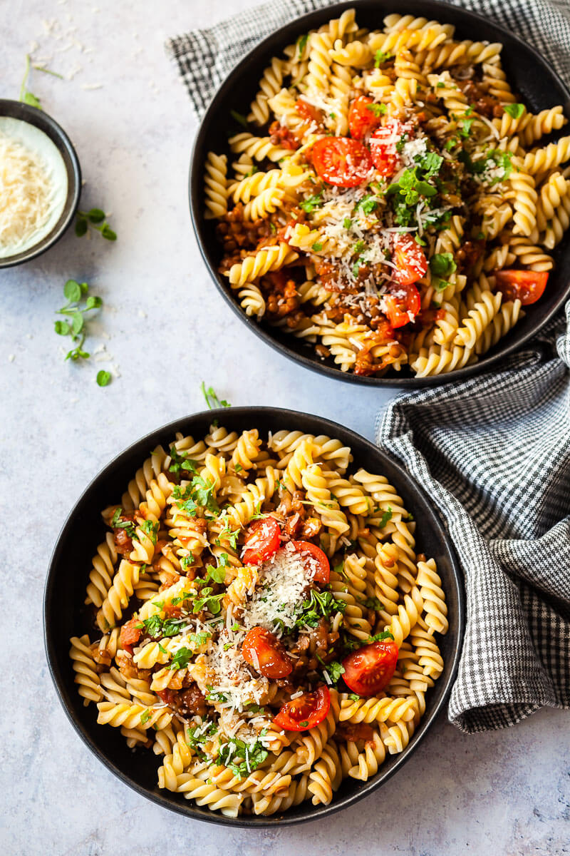 Vegan Lentil Bolognese Pasta