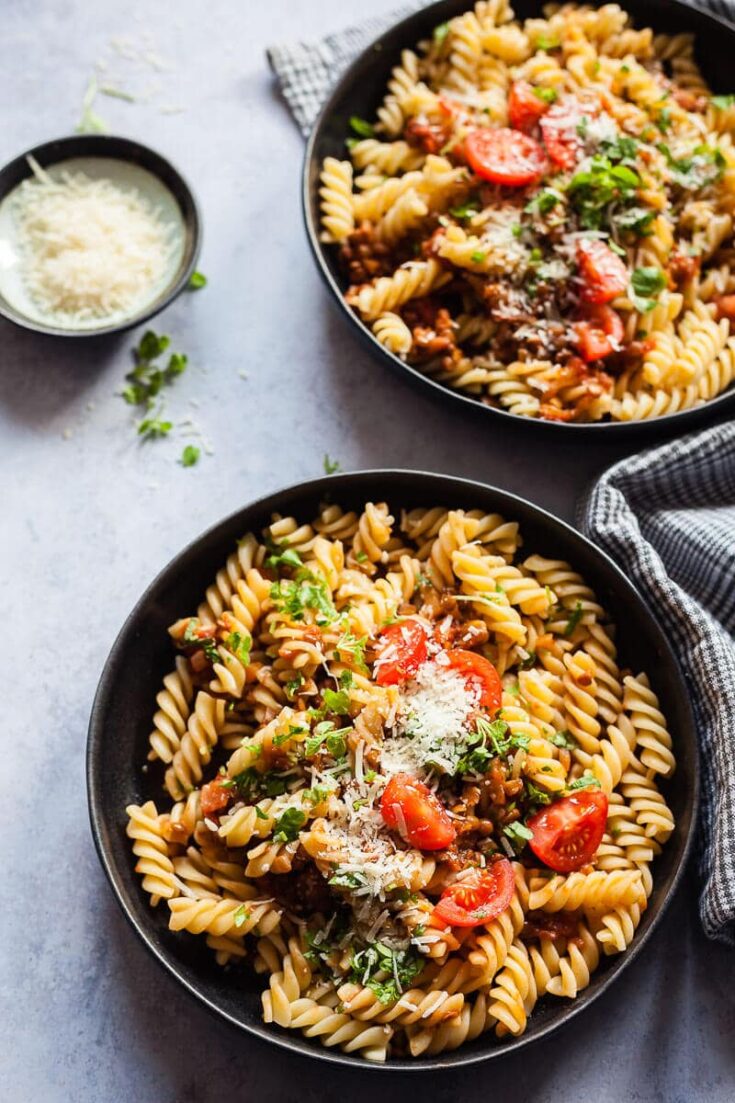 This Vegan Lentil Bolognese Pasta is easy to make and tastes similar to the true bolognese sauce but is plant-based and gluten-free.