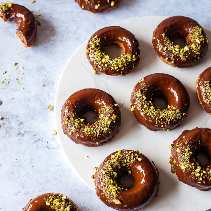 Vegan Baked Chocolate Glazed Donuts