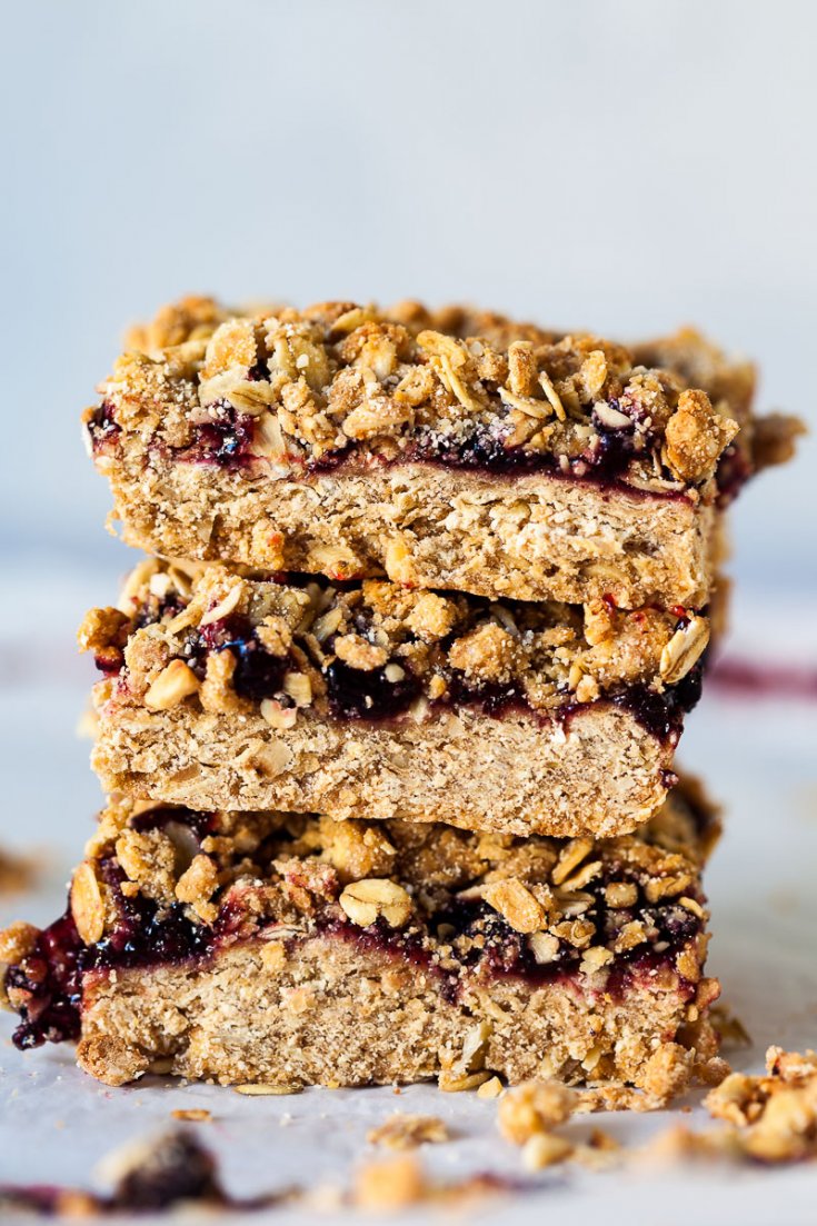 Aronia Oatmeal Crumble Bars {Vegan} - Vibrant Plate