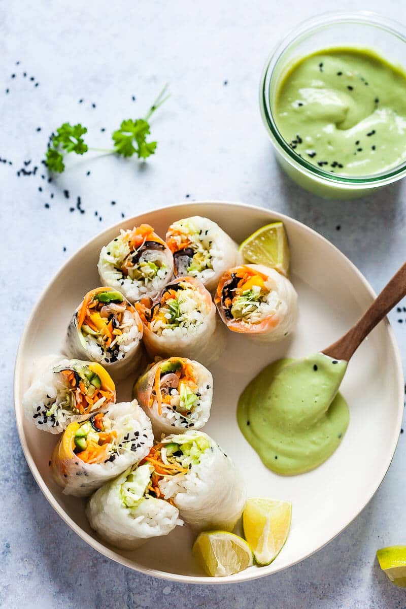 Fresh Sushi Spring Rolls {Vegan, Gluten-Free} - Vibrant Plate