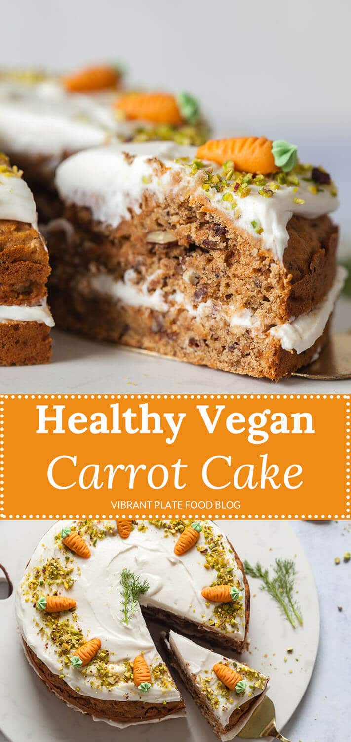 Vegan Carrot Cake with Cream Cheese Frosting - Vibrant Plate
