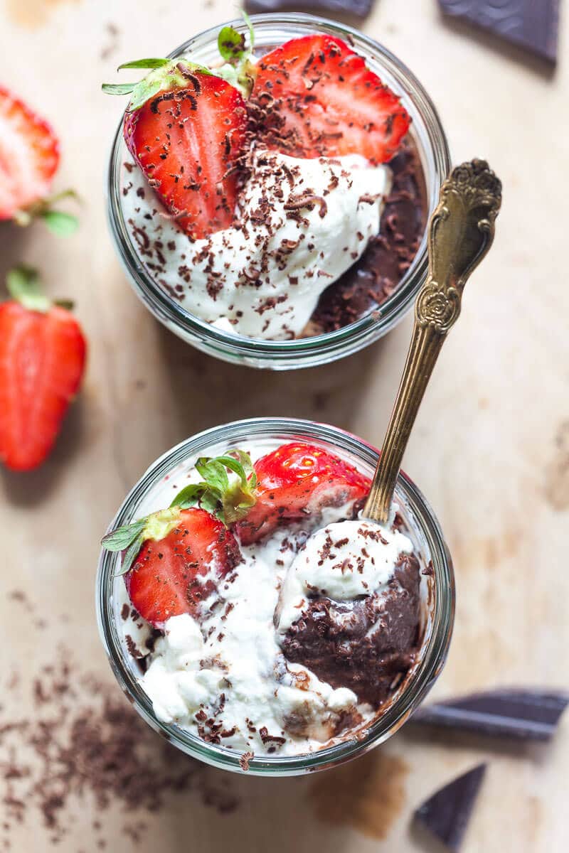 Vegan Chocolate Avocado Pudding - Vibrant plate