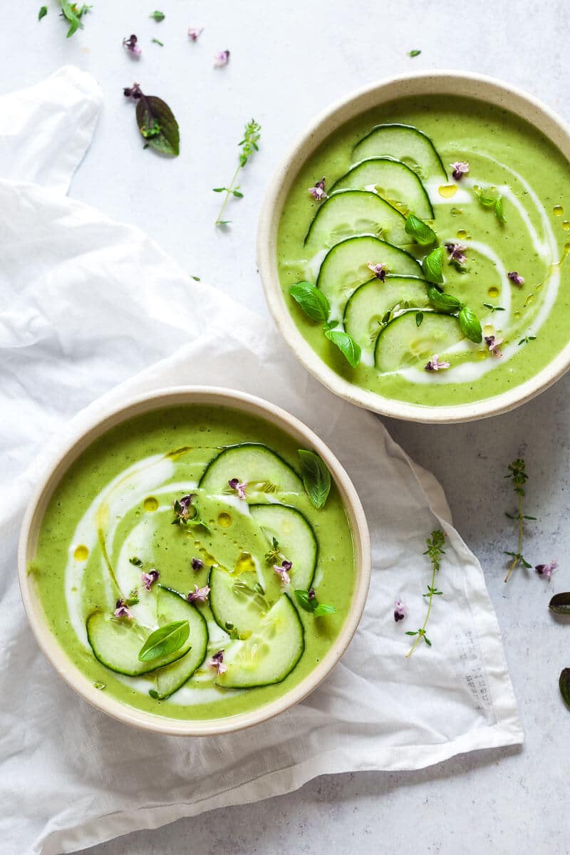 Vegan Basil Cucumber Gazpacho