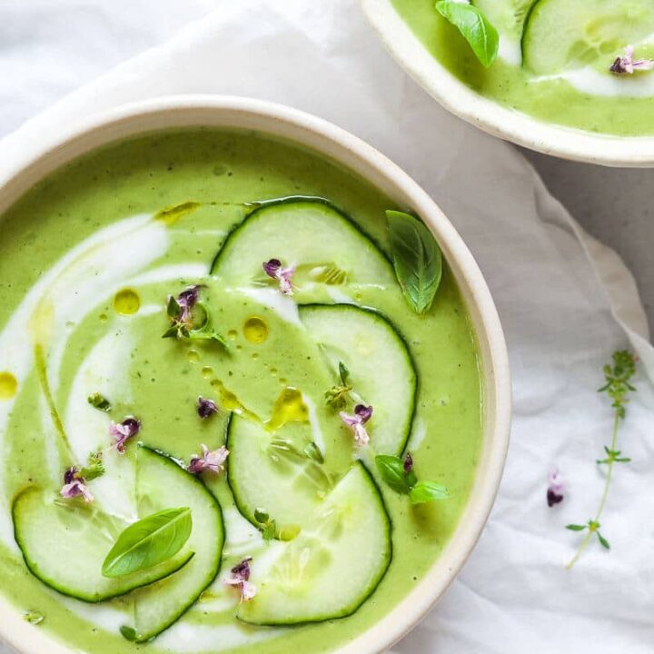 Vegan Basil Cucumber Gazpacho