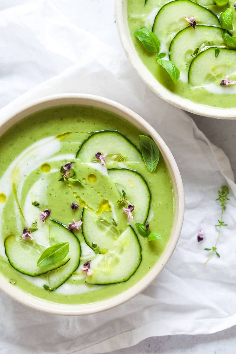 Vegan Basil Cucumber Gazpacho