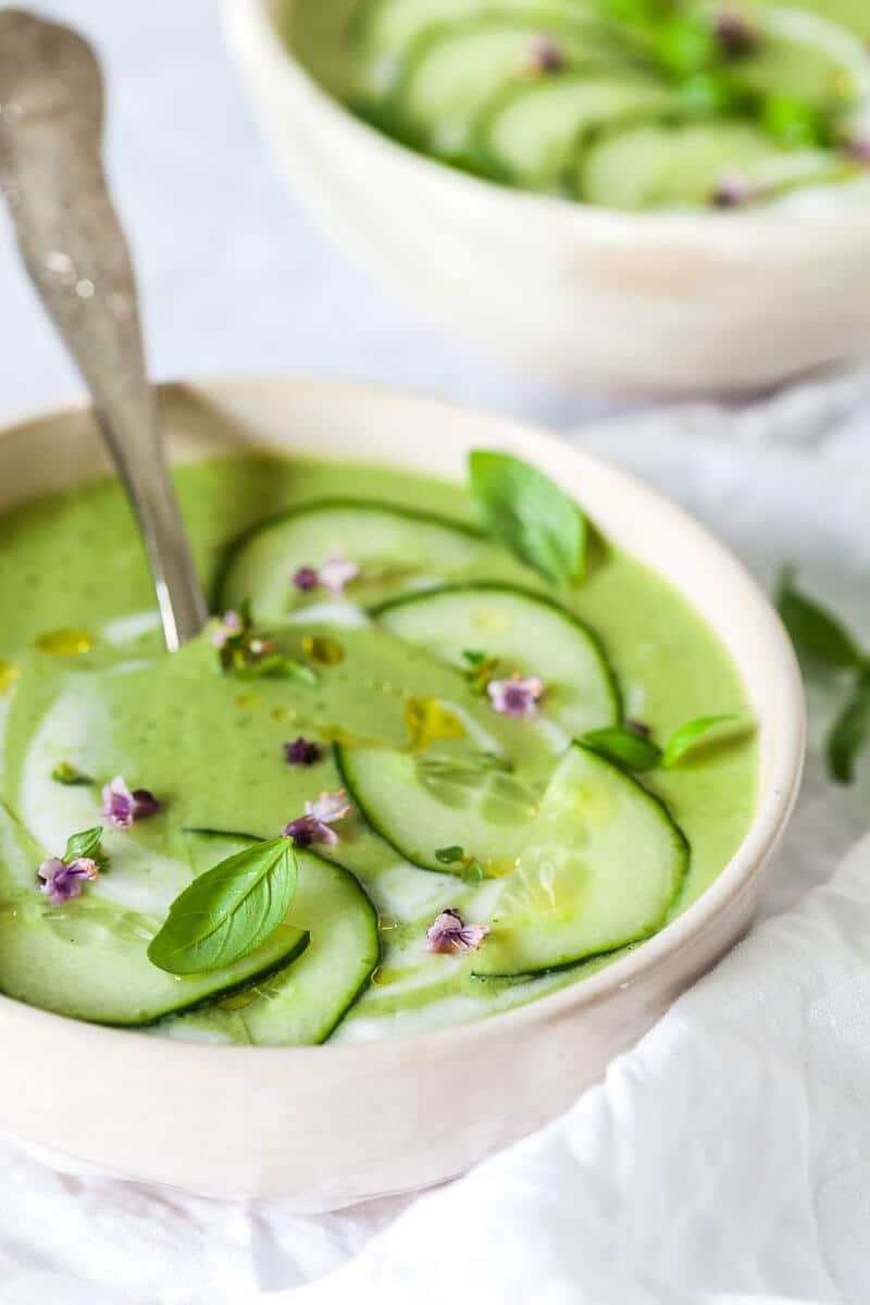 Vegan Basil Cucumber Gazpacho