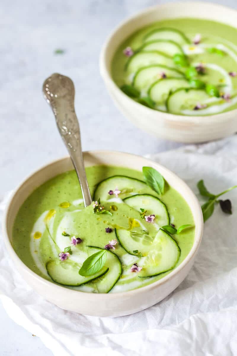 Vegan Basil Cucumber Gazpacho