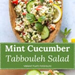 Mint Cucumber Tabbouleh Salad up close