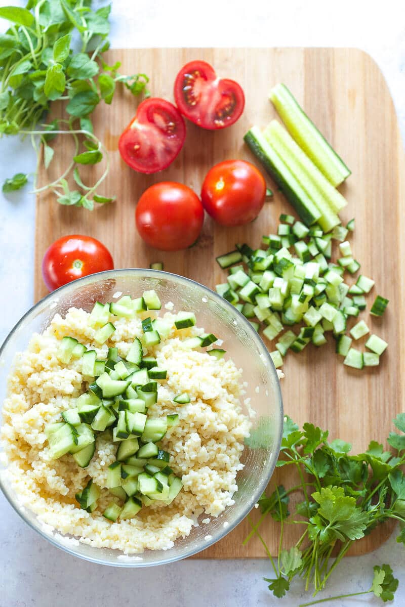 Mint Cucumber Tabbouleh Salad ingredients