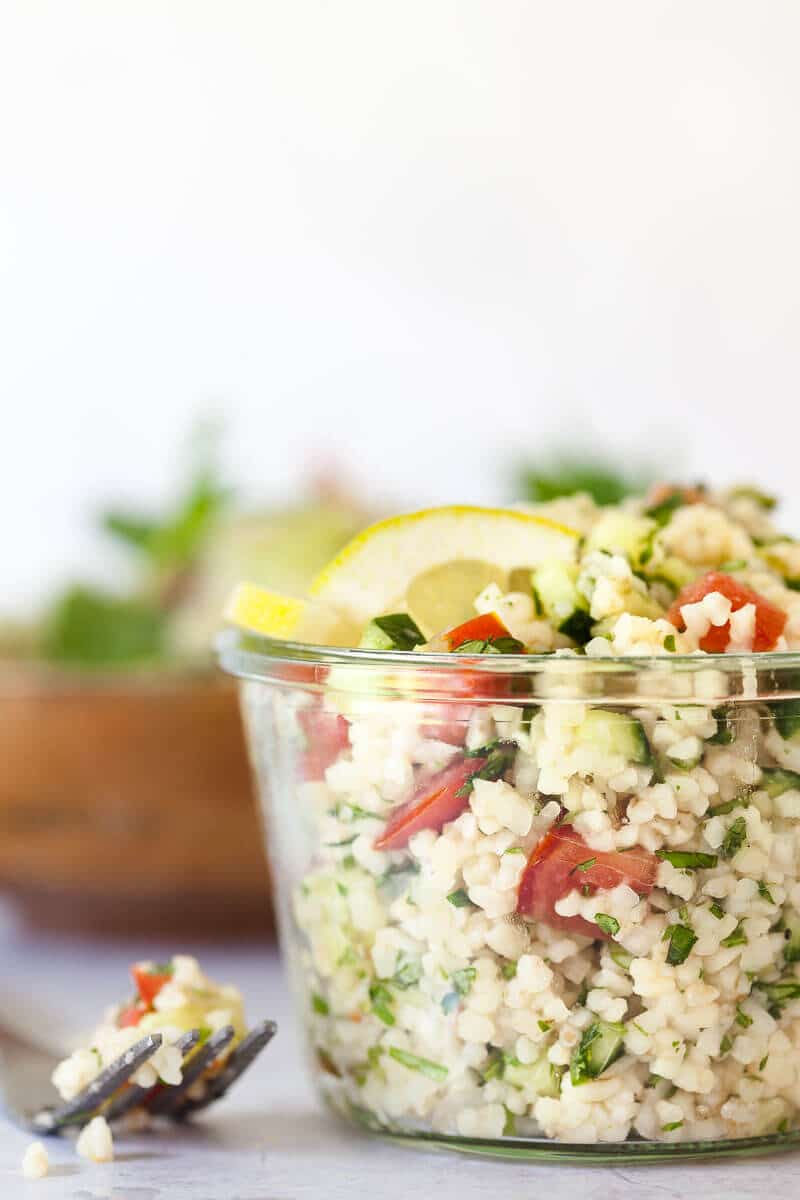 Mint Cucumber Tabbouleh Salad in a jar