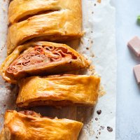 Mortadella Pizza Roll close up