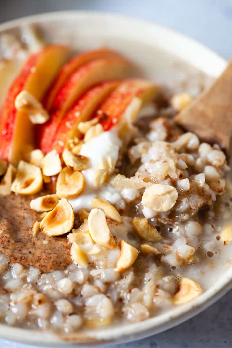 Apple Cinnamon Buckwheat Porridge Closeup