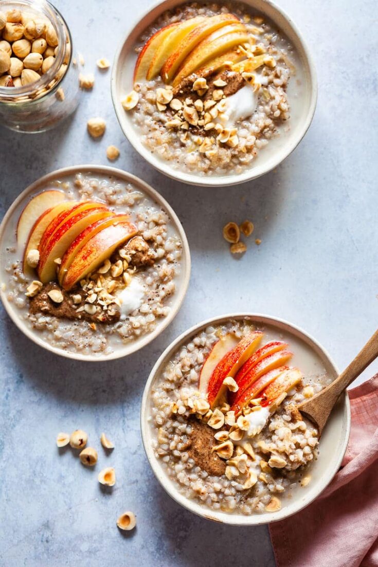 Apple Cinnamon Buckwheat porridge is an easy and delicious warm breakfast, perfect for meal-prep. Vegan & Gluten-Free.