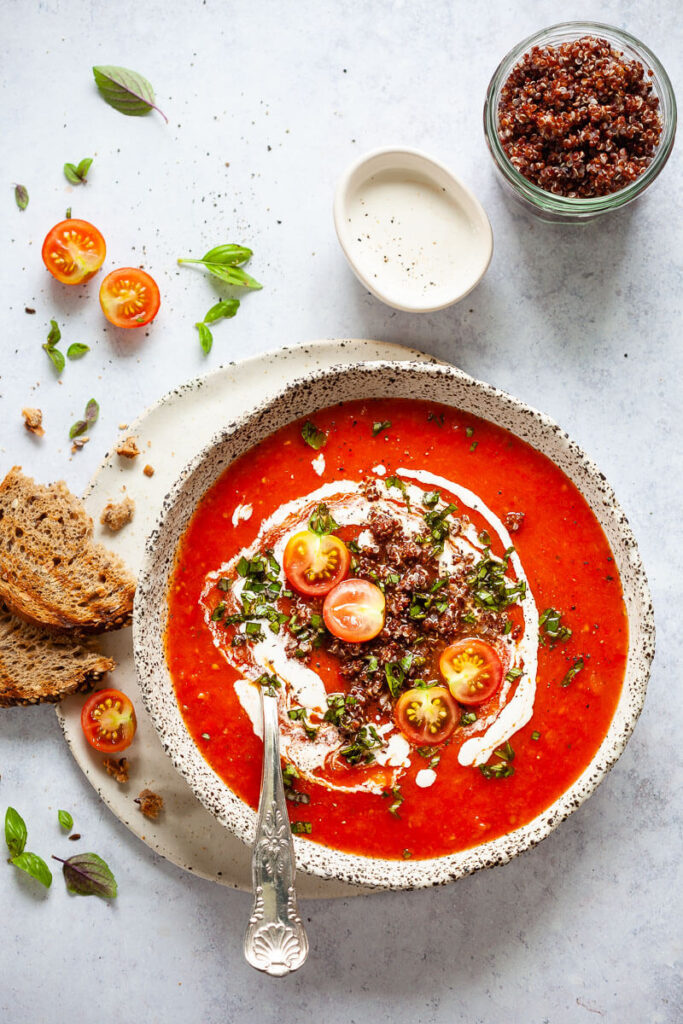 Roasted Red Peppers And Tomato Soup Vibrant Plate