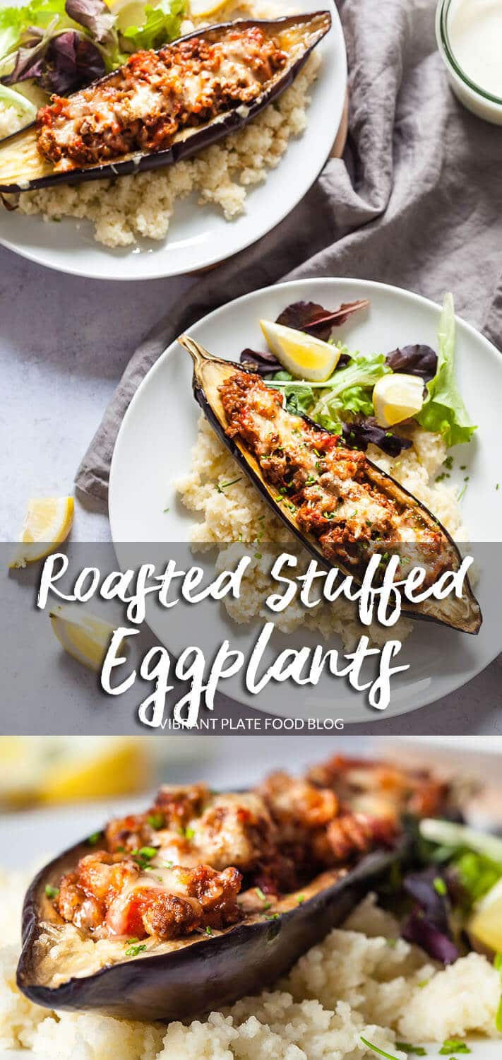 Roasted Stuffed Eggplants {LowCarb, GlutenFree} Vibrant plate
