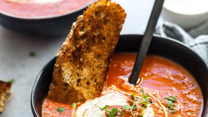 An Easy Tomato Soup Recipe that you can whip up anytime. Made in just 30 minutes using canned tomatoes. Vegan & Gluten-Free!