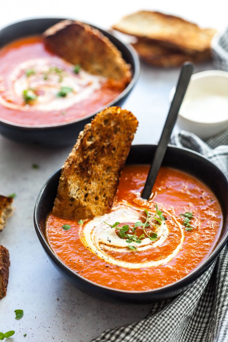 An Easy Tomato Soup Recipe that you can whip up anytime. Made in just 30 minutes using canned tomatoes. Vegan & Gluten-Free!