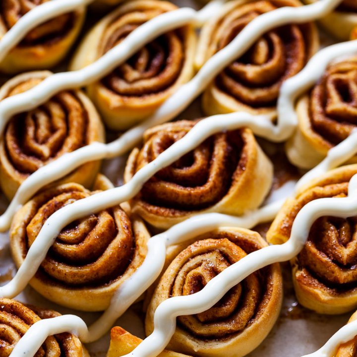 Vegan Pizza Dough Cinnamon Rolls Up Close