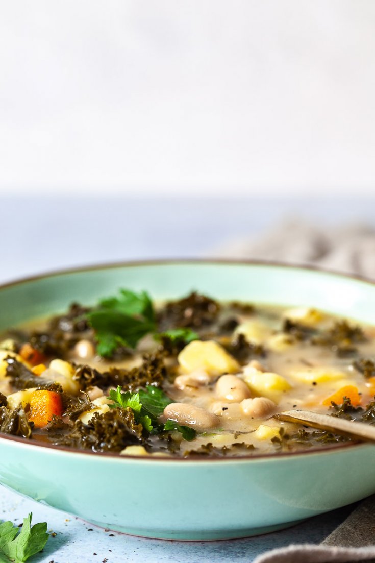 Vegan White Bean and Kale Soup Vibrant plate
