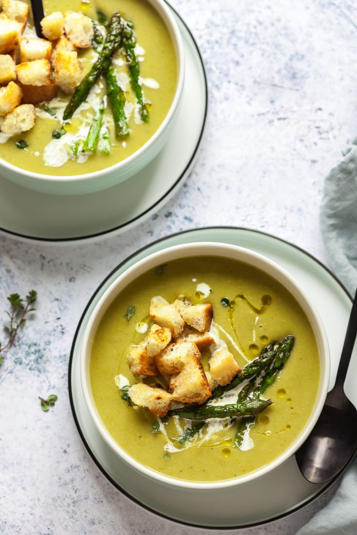Healthy Creamy Asparagus Soup Vibrant plate
