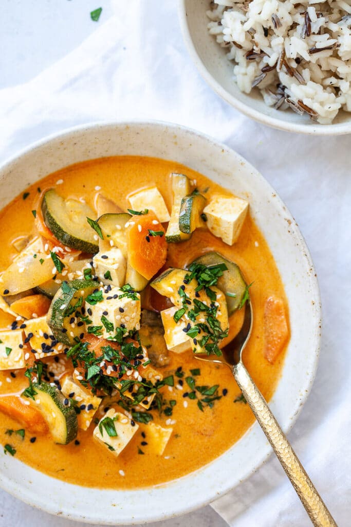 Vegan Thai Yellow Tofu Curry Vibrant plate
