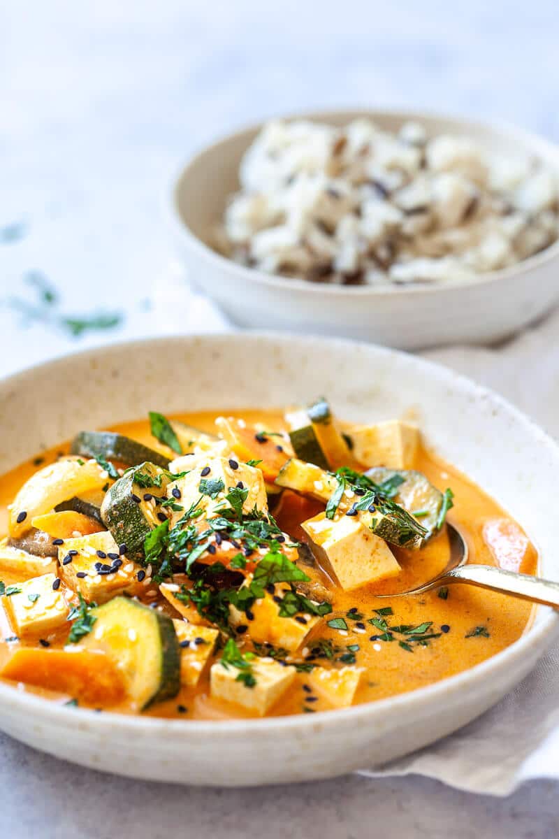 Vegan Thai Yellow Tofu Curry Vibrant plate