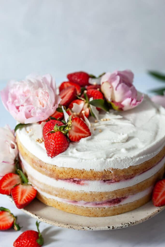 Vegan Coconut Strawberry Cake