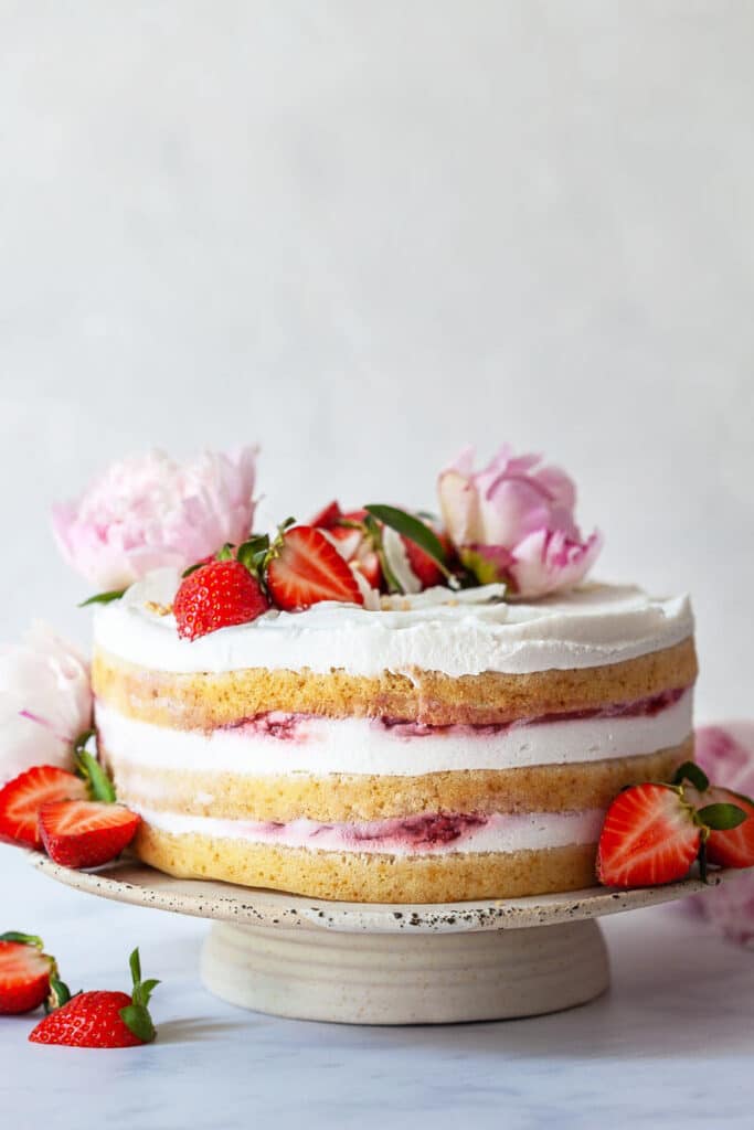 Vegan Coconut Strawberry Cake