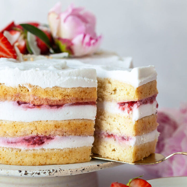 Vegan Coconut Strawberry Cake