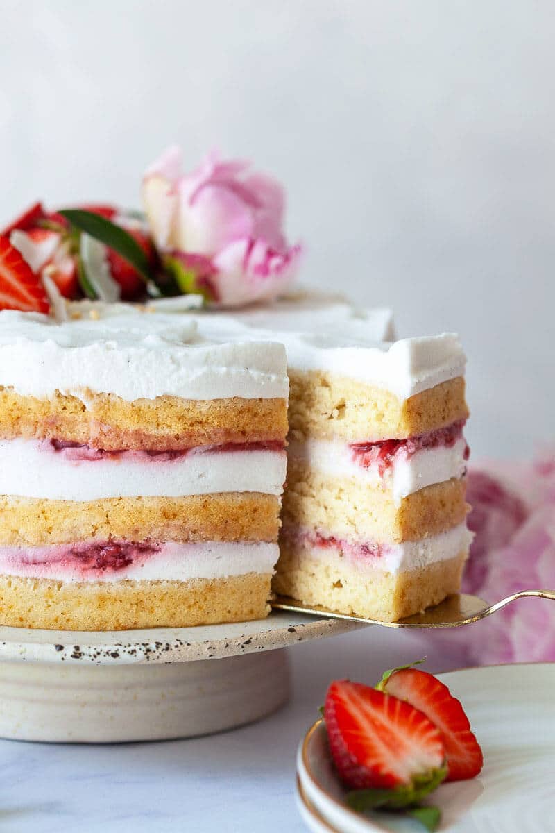 Vegan Coconut Strawberry Cake