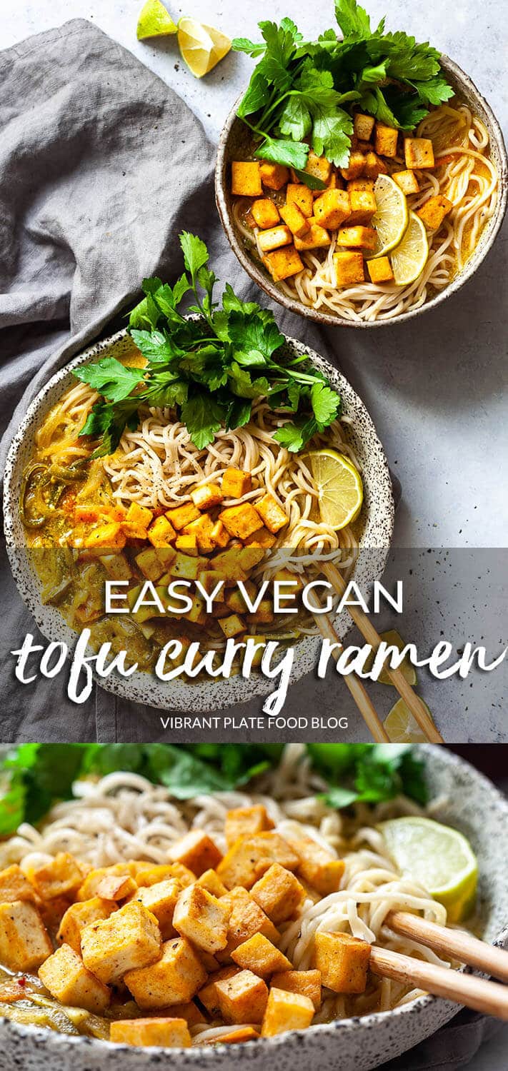 Easy Vegan Tofu Curry Ramen Vibrant plate