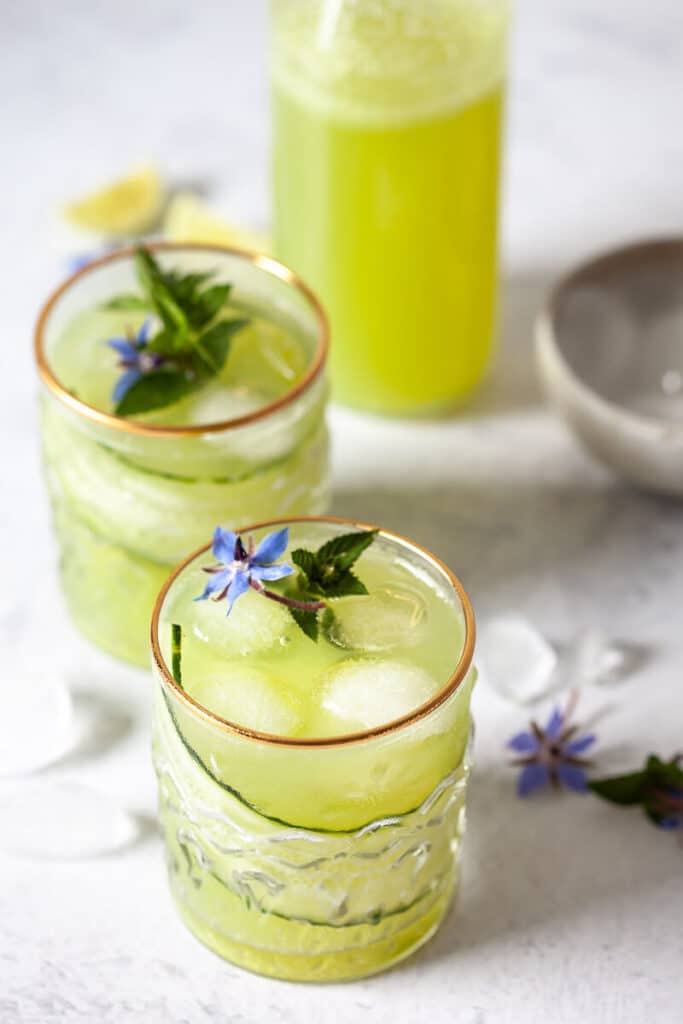 Cucumber Lime Mocktail in glasses