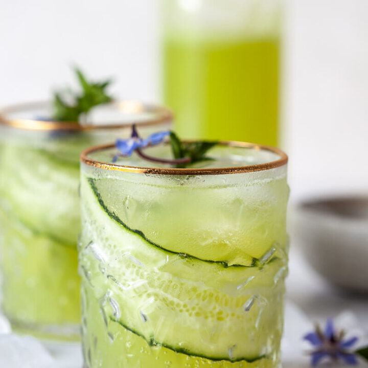 Cucumber Lime Mocktail in glasses