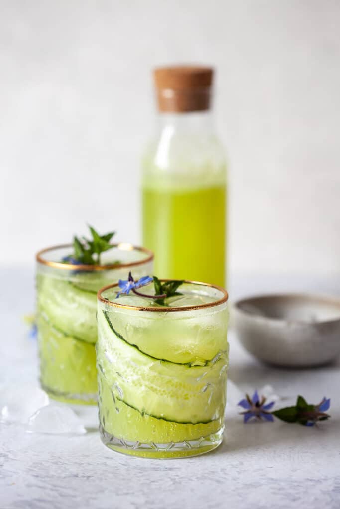 Cucumber Lime Mocktail in glasses