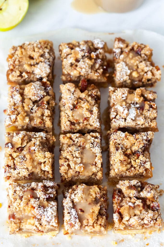 Salted Caramel Apple Crumb Bars