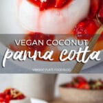 Vegan Coconut Panna Cotta with Strawberry Sauce - Vibrant plate