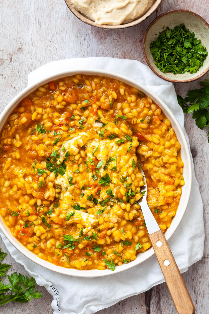 Pearl Barley and Pumpkin Risotto Vibrant plate