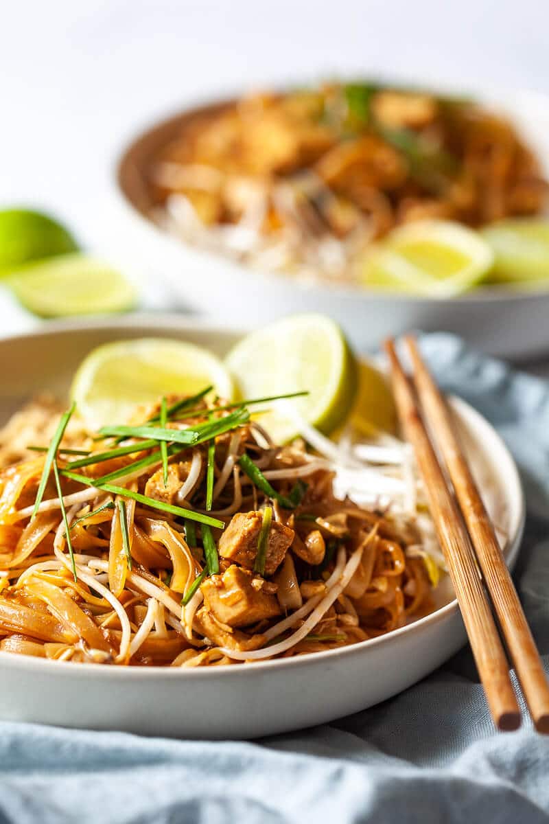 The Best Vegan Tofu Pad Thai Vibrant plate