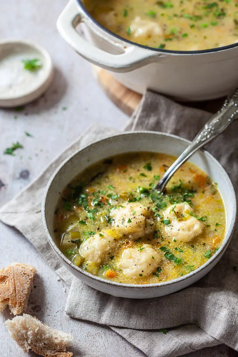 Vegetable Soup with Dumplings - Plant Based Meals