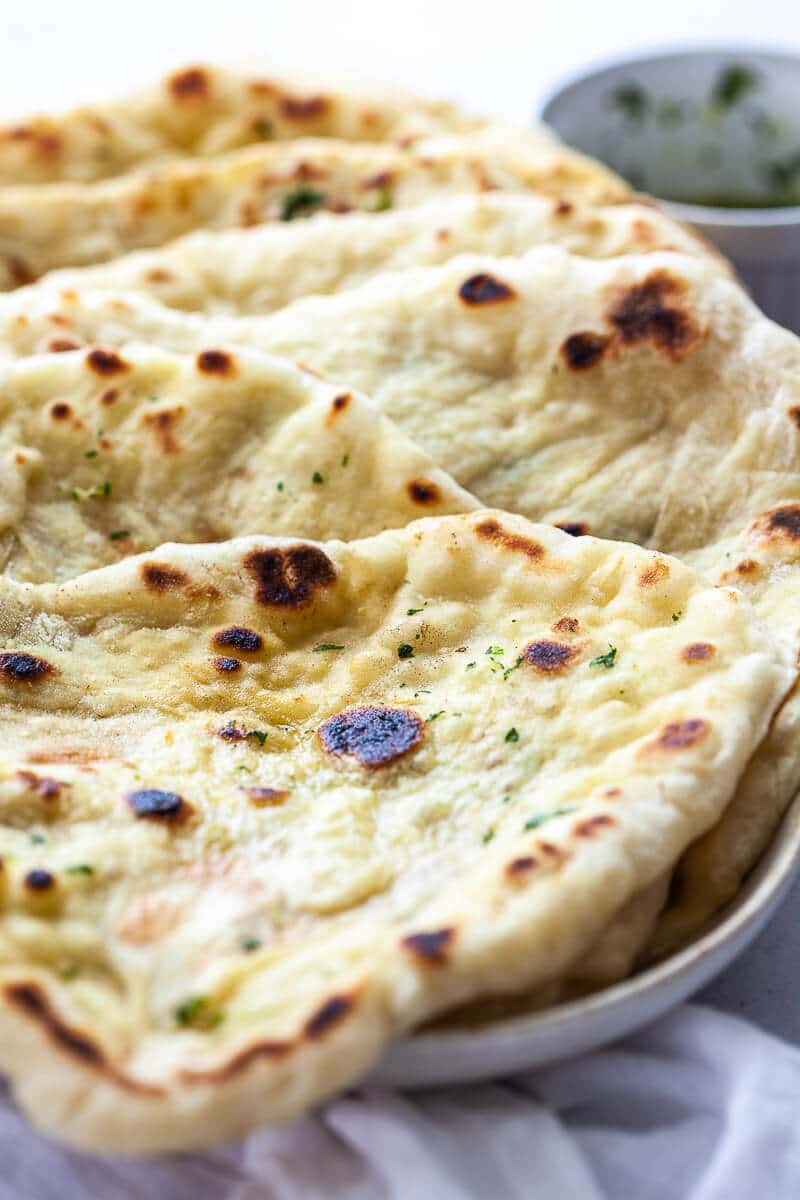 Homemade Vegan Garlic Naan Bread Vibrant plate