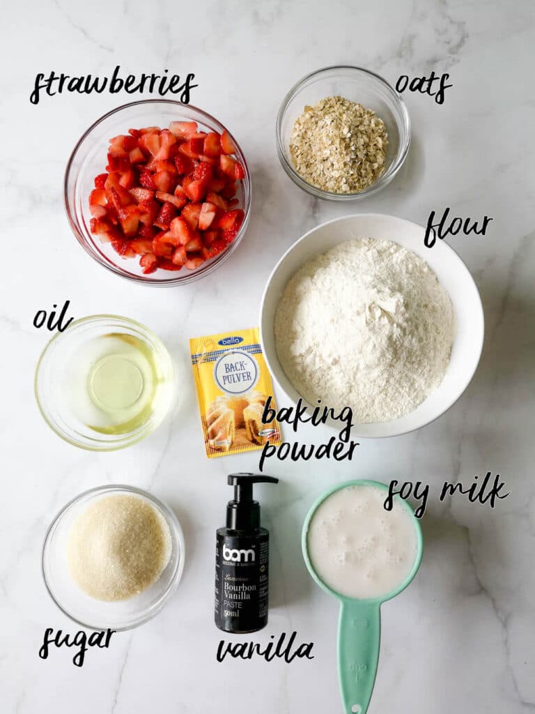 Vegan Breakfast Strawberry Muffins Ingredients