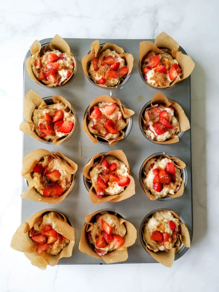 Vegan Breakfast Strawberry Muffins Before Baking