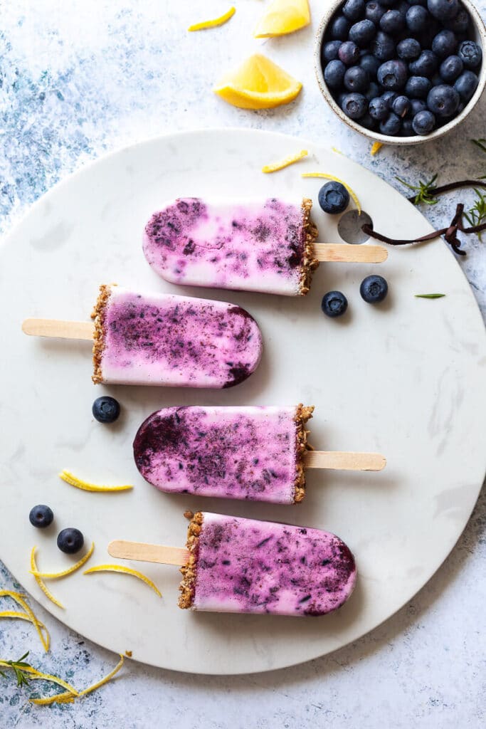 Vegan Lemon and Blueberry Popsicles