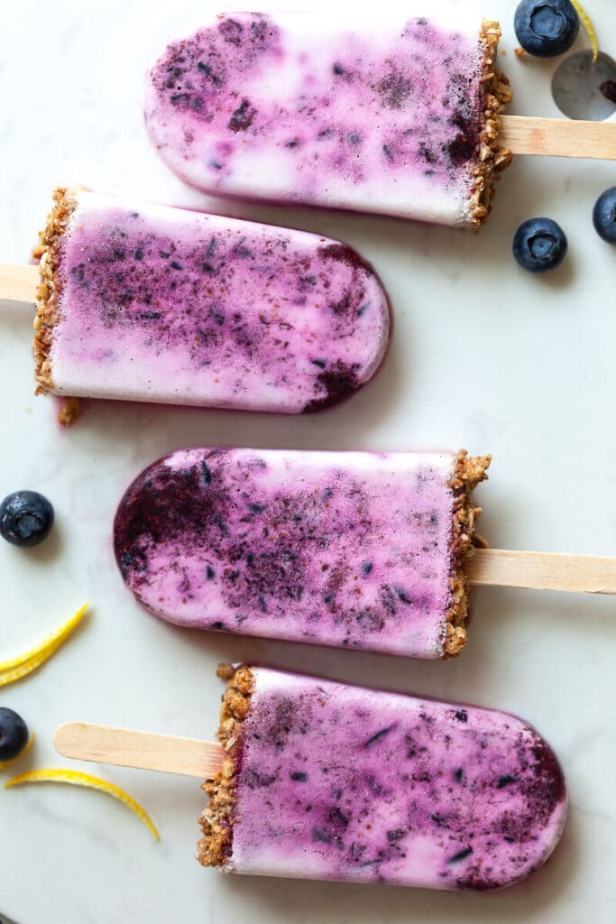 Vegan Lemon and Blueberry Popsicles