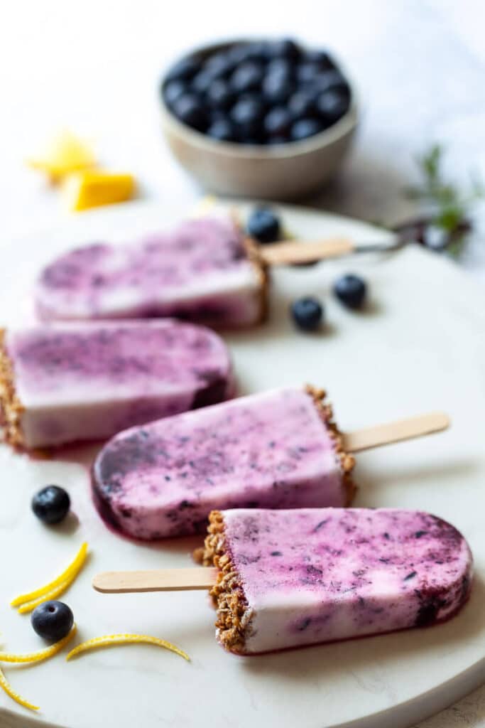 Vegan Lemon and Blueberry Popsicles