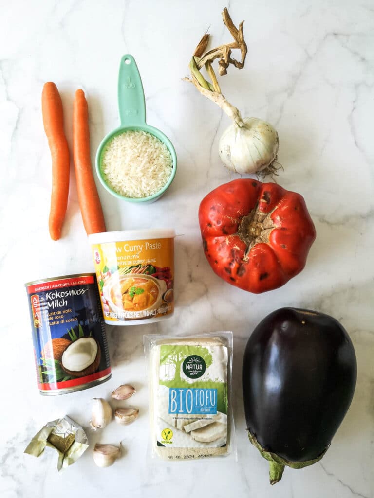 Roasted Eggplant and Tofu Curry Ingredients