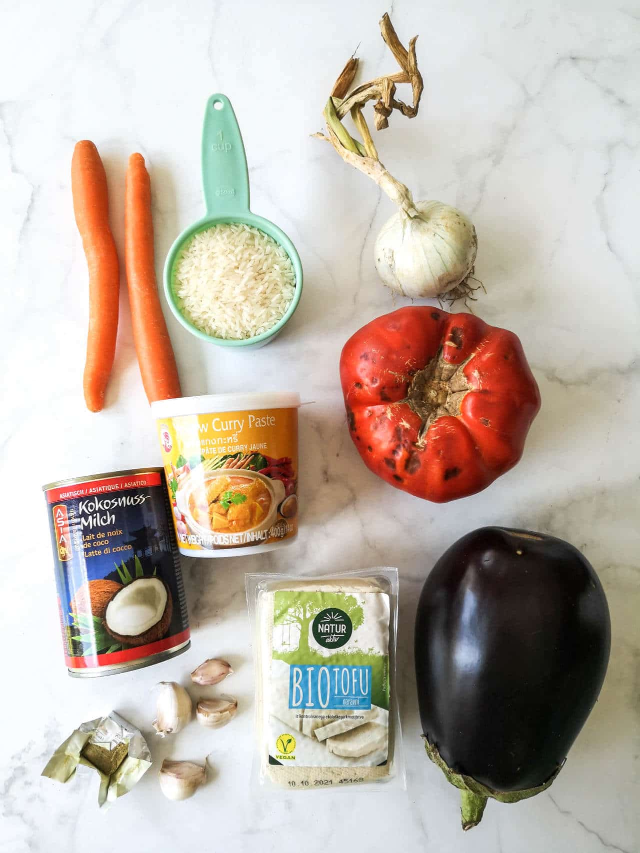 Roasted Eggplant and Tofu Curry - Vibrant plate