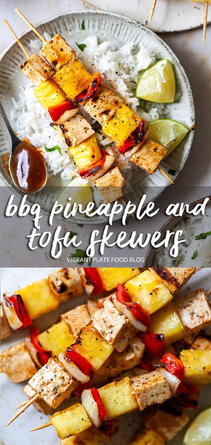 BBQ Pineapple and Tofu Skewers Vibrant plate