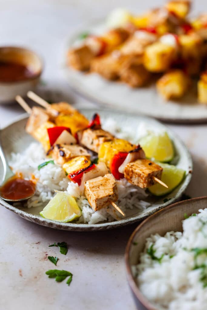 BBQ Pineapple and Tofu Skewers